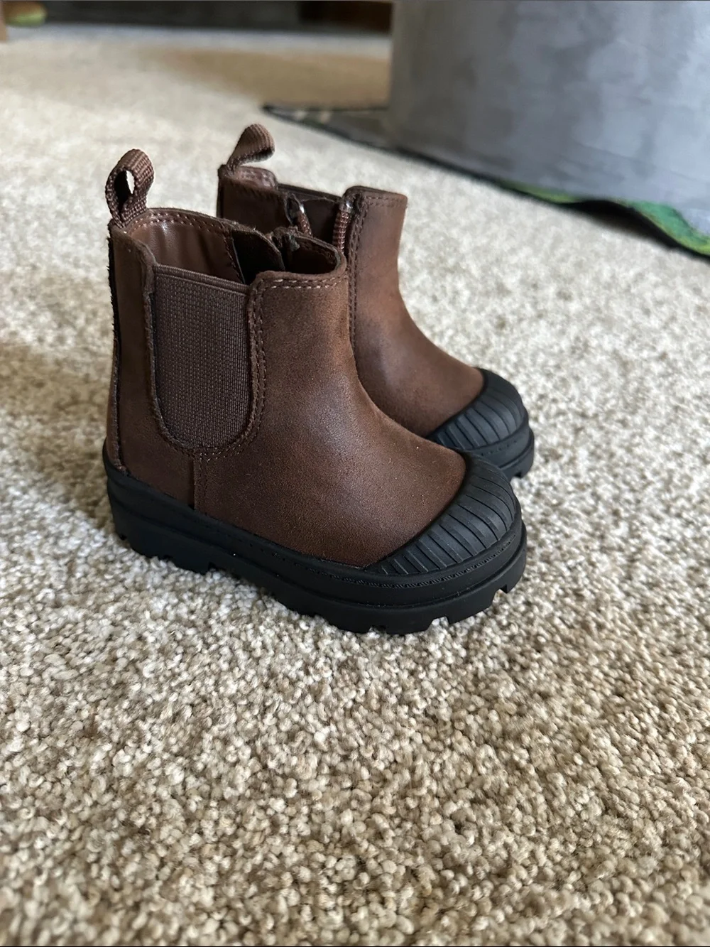 Toddler Brown Chelsea Snow Boots with Black Toe